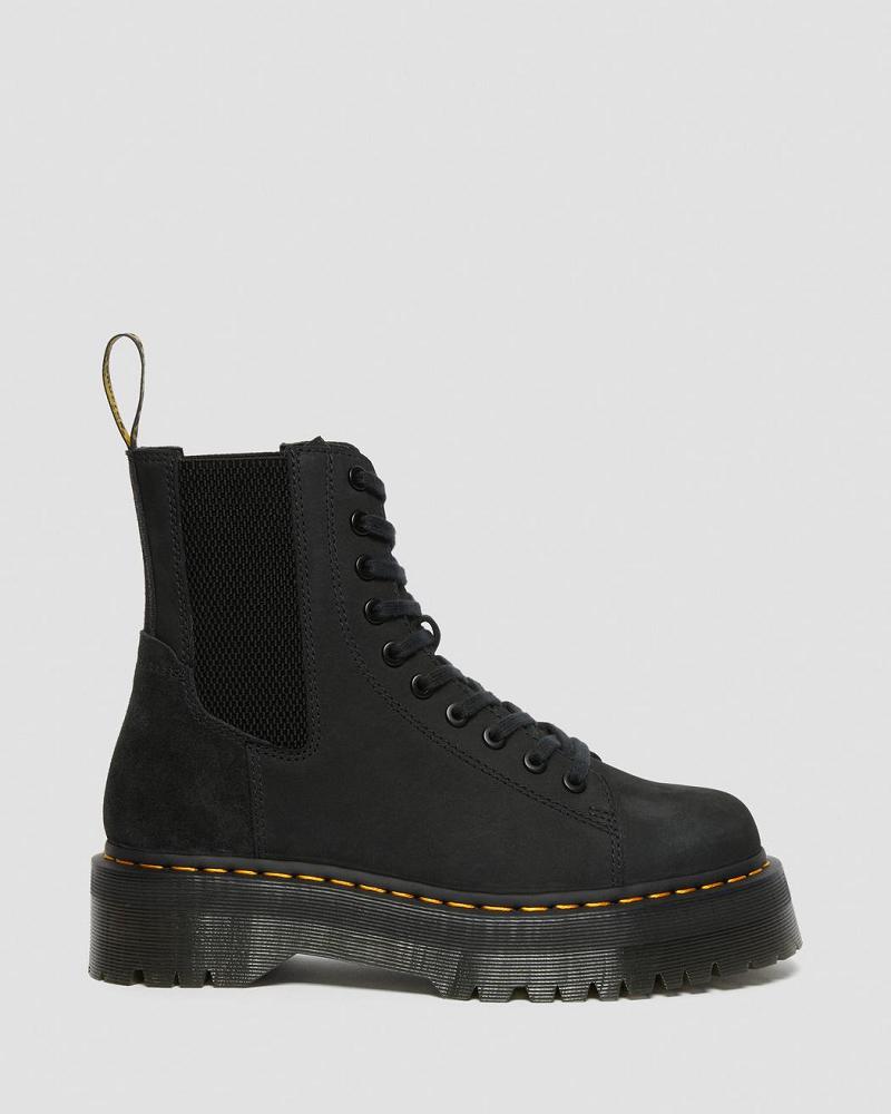 Botas Plataforma Dr Martens Jadon Nubuck Cuero Hombre Negros | MX 256JPQ